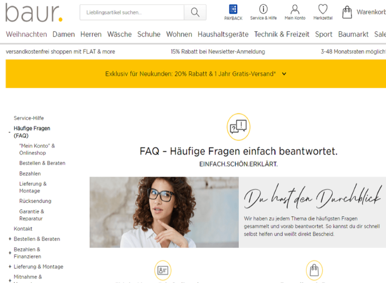 BAUR Kundenservice Suchen Sie eine BAUR Hotline Nummer?